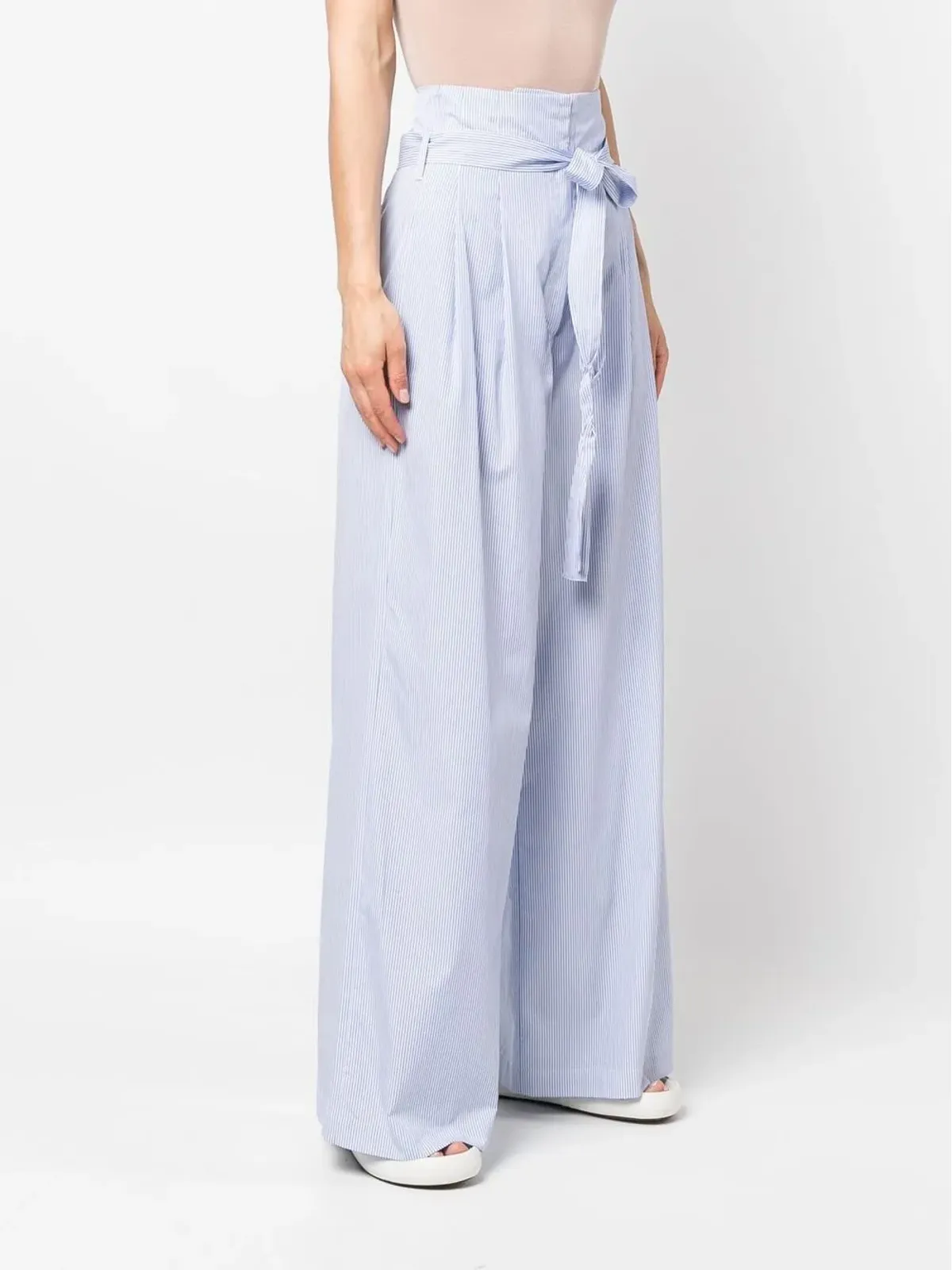 Jejia stripe-print tie-waist palazzo pants - Blue - 画像3
