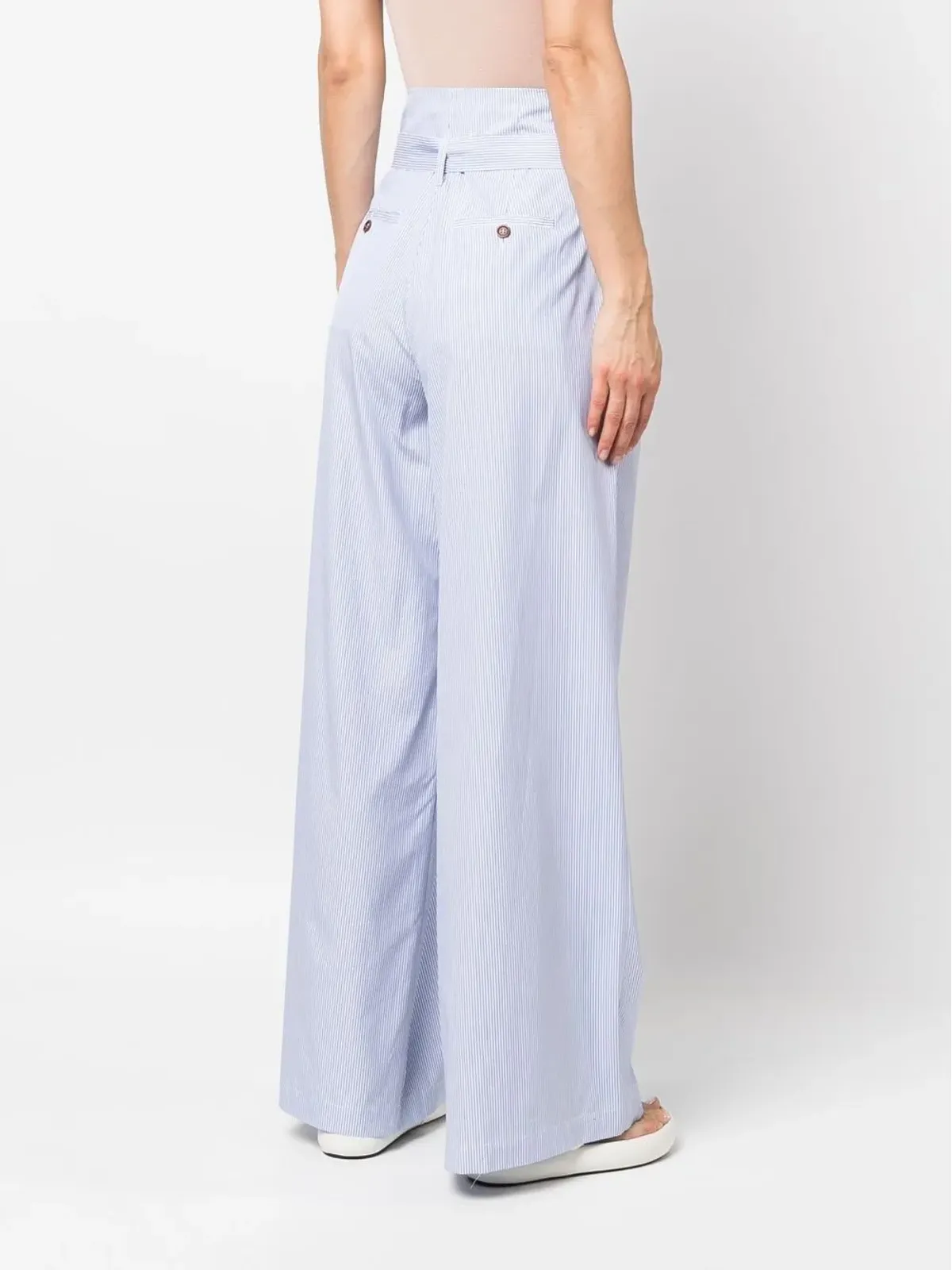 Jejia stripe-print tie-waist palazzo pants - Blue - 画像4