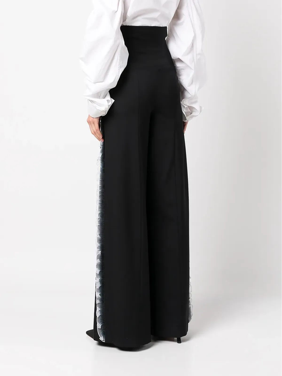 Rochas ラッフル付きワイドレッグ テーラードパンツ - 画像4