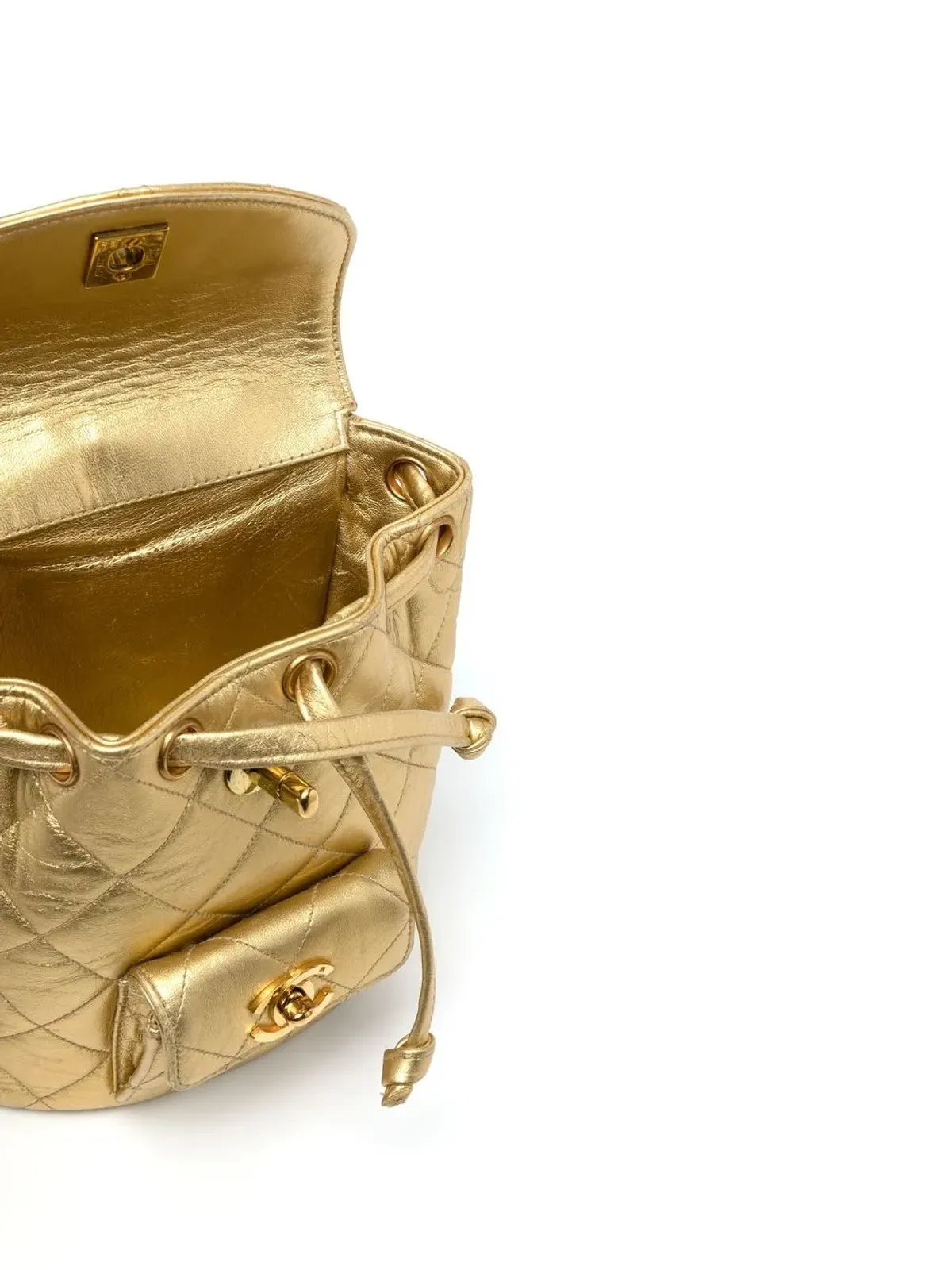 CHANEL Pre-Owned 1992年 Duma ダイヤモンドキルト バックパック - ゴールド - 画像5