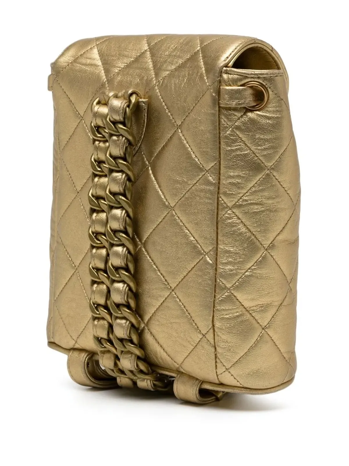 CHANEL Pre-Owned 1992年 Duma ダイヤモンドキルト バックパック - ゴールド - 画像3