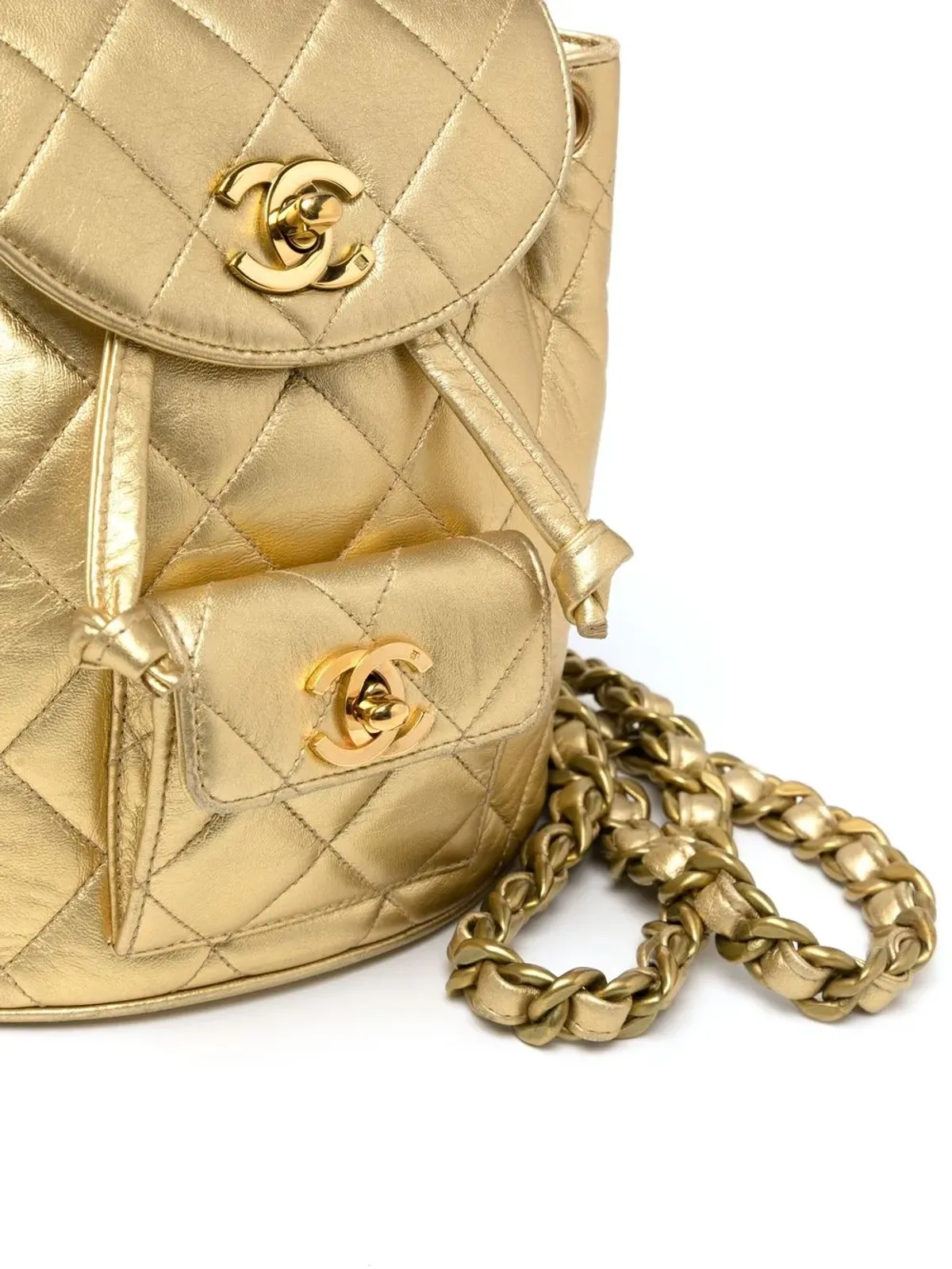 CHANEL Pre-Owned 1992年 Duma ダイヤモンドキルト バックパック - ゴールド - 画像4