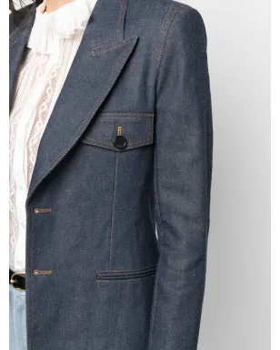 Saint Laurent デニム地 シングルブレスト ブレザー - サムネイル5