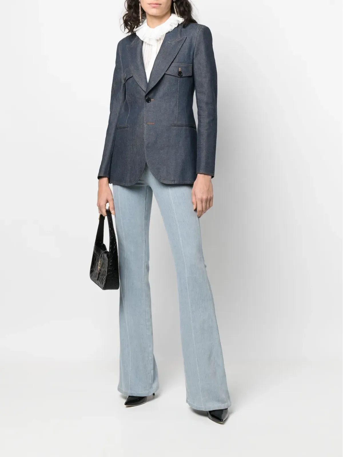 Saint Laurent デニム地 シングルブレスト ブレザー - 画像2