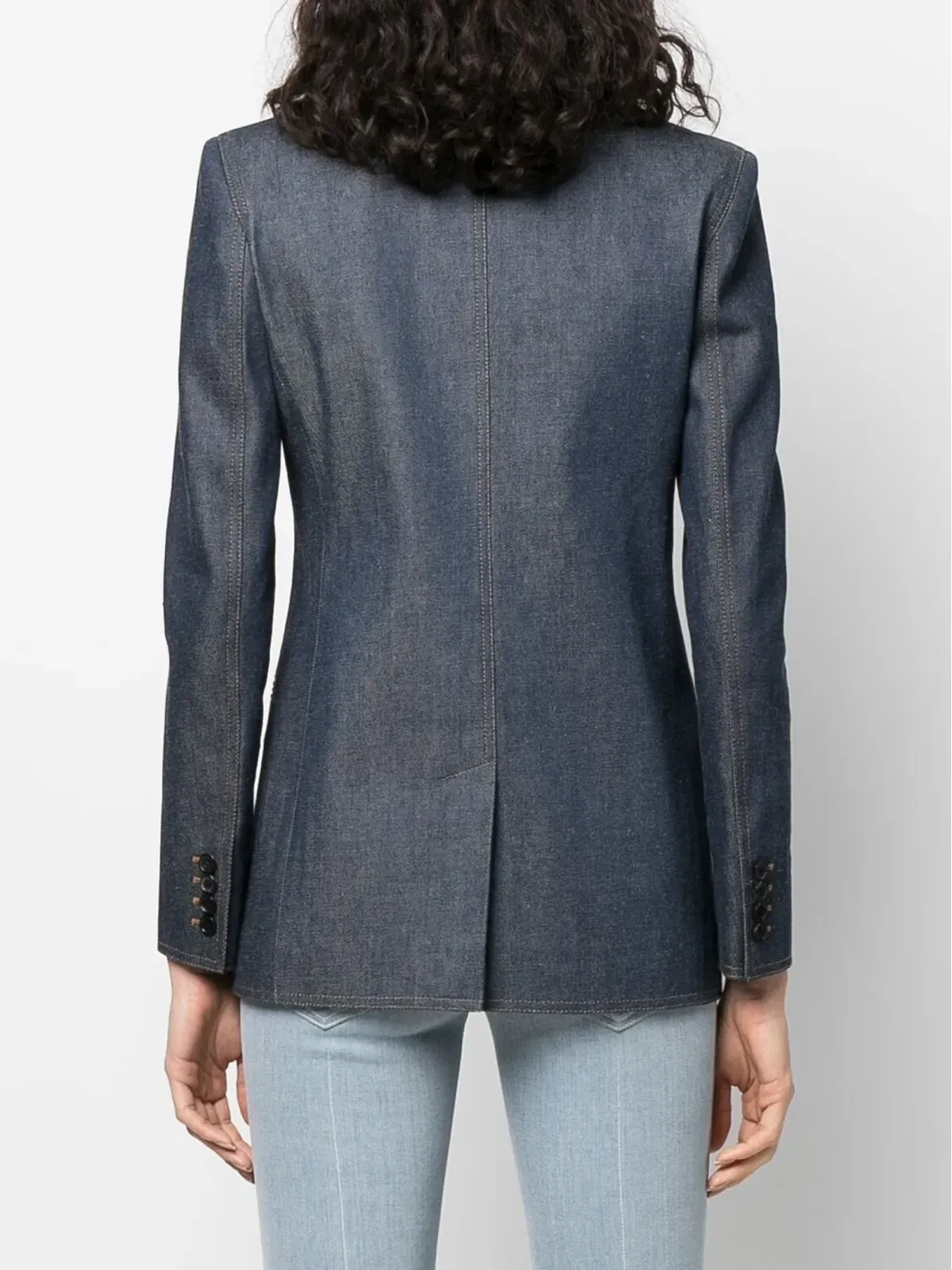 Saint Laurent デニム地 シングルブレスト ブレザー - 画像4