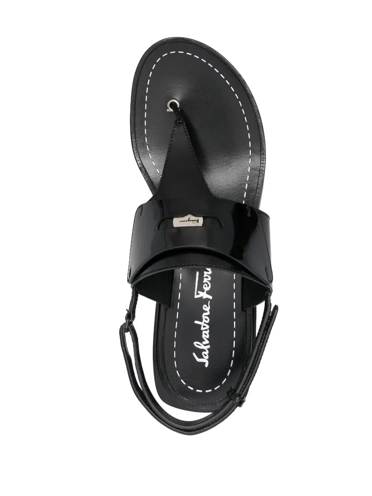 Ferragamo ロゴプレートディテール トングサンダル - ブラック - 画像4