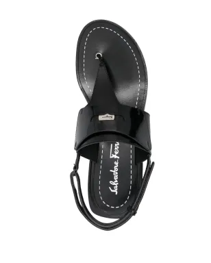 Ferragamo ロゴプレートディテール トングサンダル - ブラック - サムネイル4