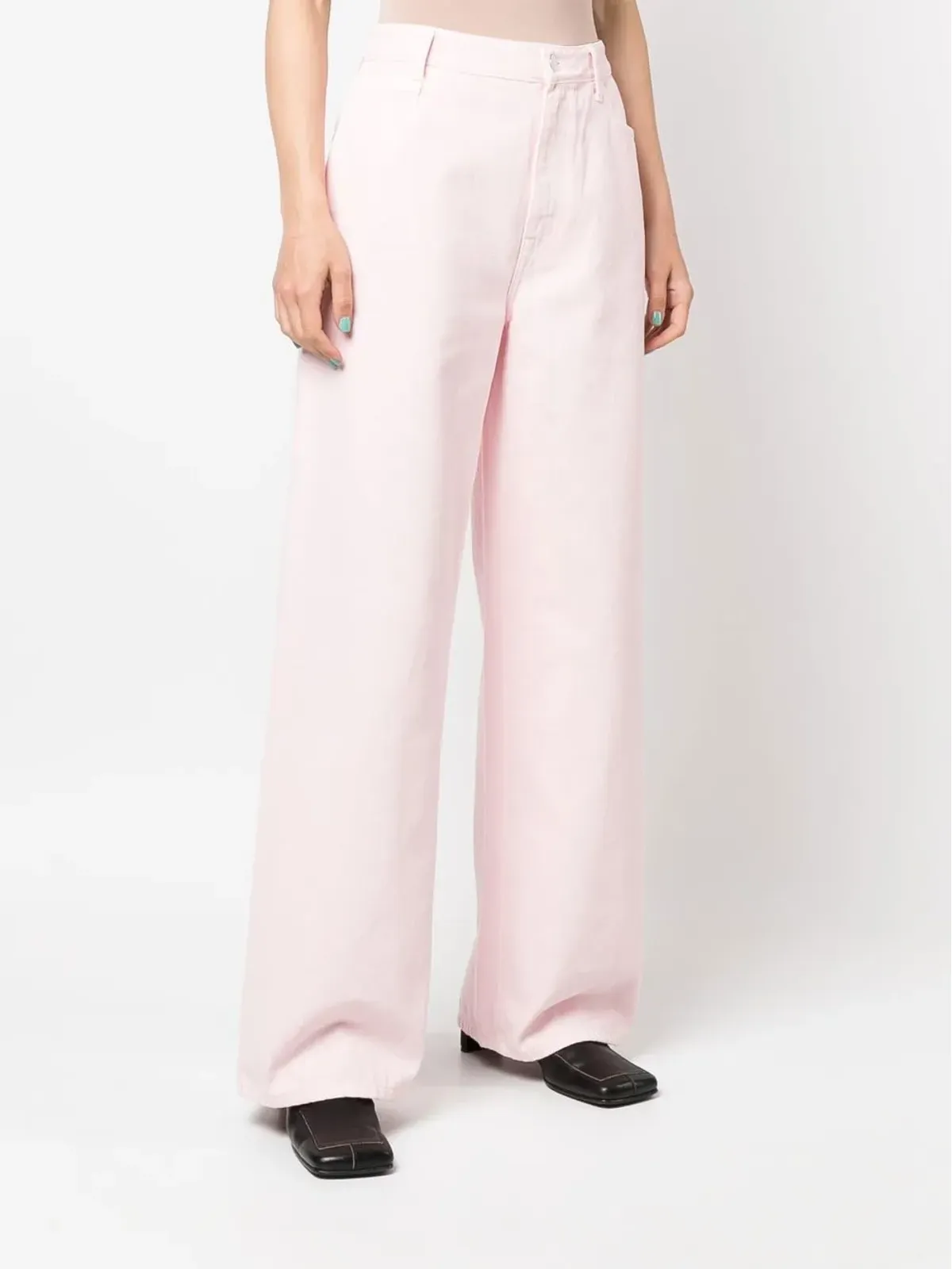 Raf Simons ワイドレッグデニムジーンズ ピンク - 画像3