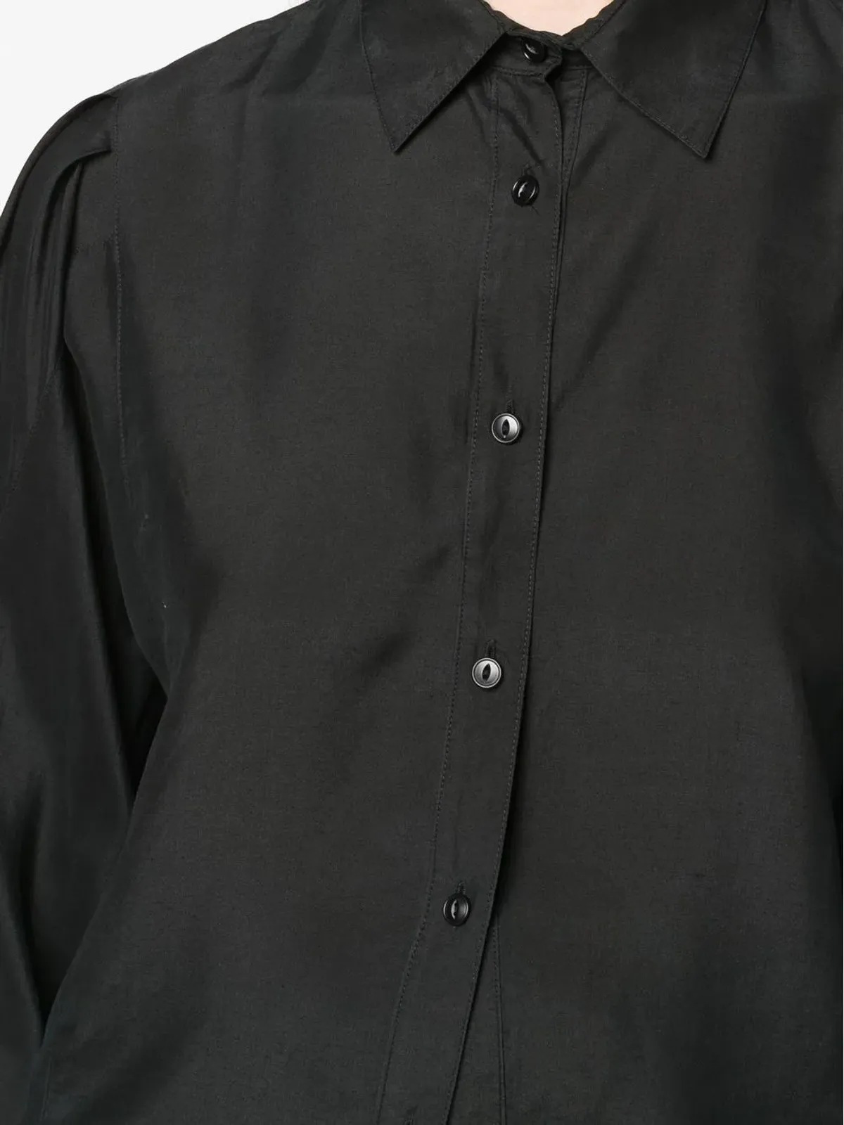 Issey Miyake Pre-Owned 1970年代 ギャザーのディテール ボタンアップシャツ - ブラック - 画像5