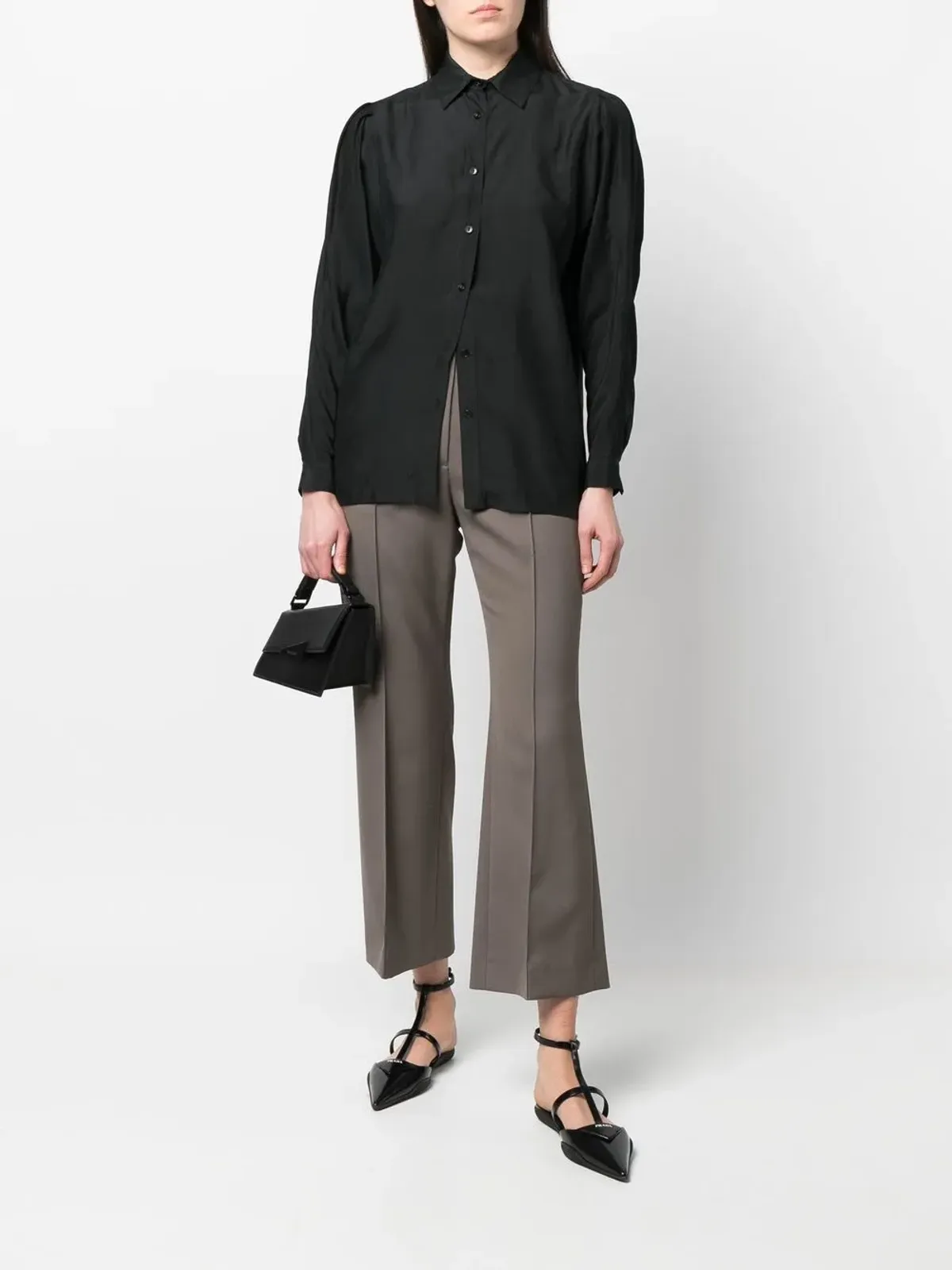 Issey Miyake Pre-Owned 1970年代 ギャザーのディテール ボタンアップシャツ - ブラック - 画像2