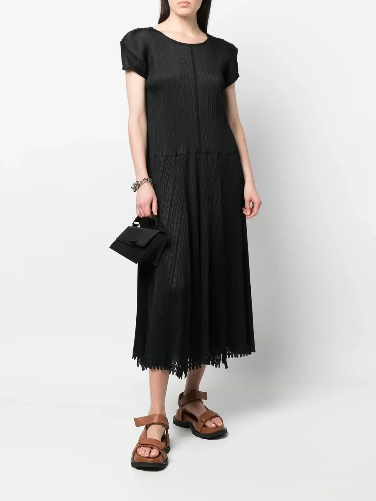 Issey Miyake Pre-Owned ブラックのプリーツプリーズ Aラインドレス - 画像2