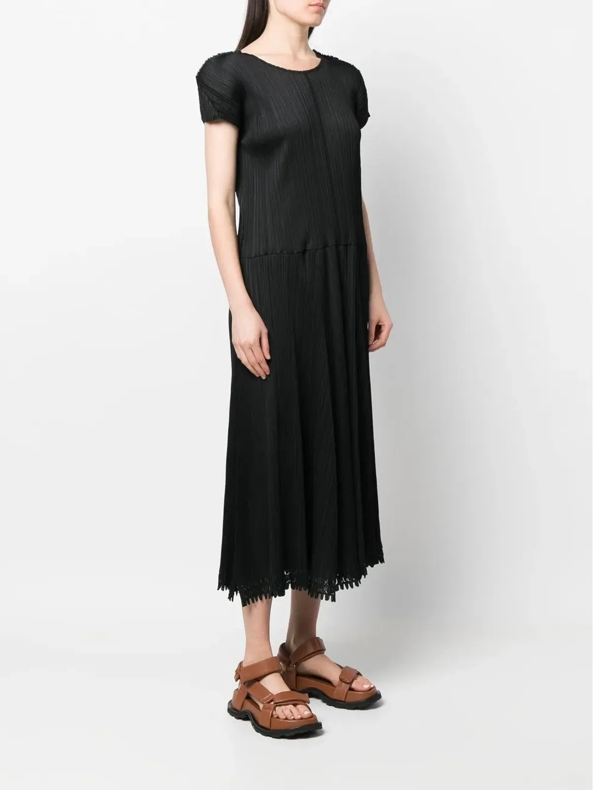 Issey Miyake Pre-Owned ブラックのプリーツプリーズ Aラインドレス - 画像3