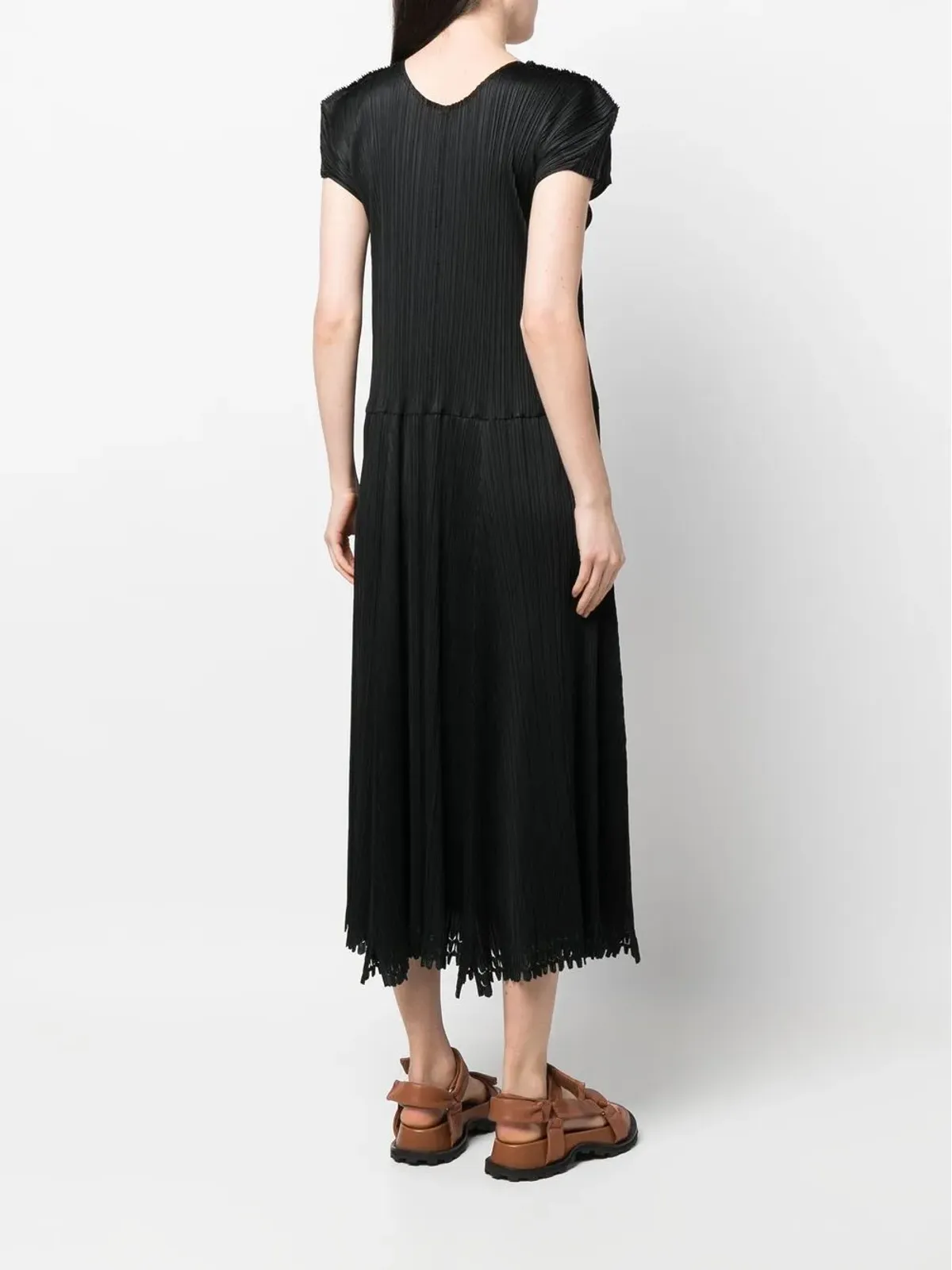 Issey Miyake Pre-Owned ブラックのプリーツプリーズ Aラインドレス - 画像4