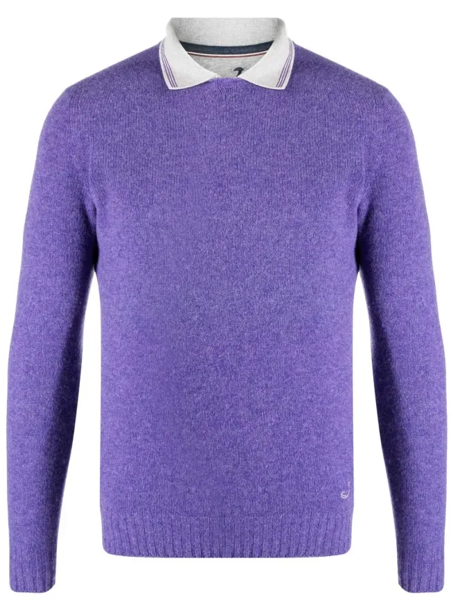Jacob Cohën Jacob Cohën ポロカラー コットン スウェットシャツ - Purpleの商品画像