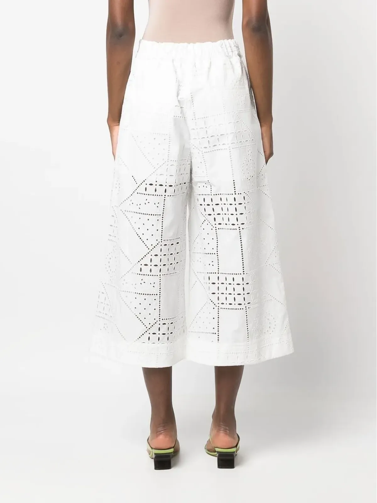 MSGM 刺繍入りコットン混紡キュロット - ホワイト - 画像4
