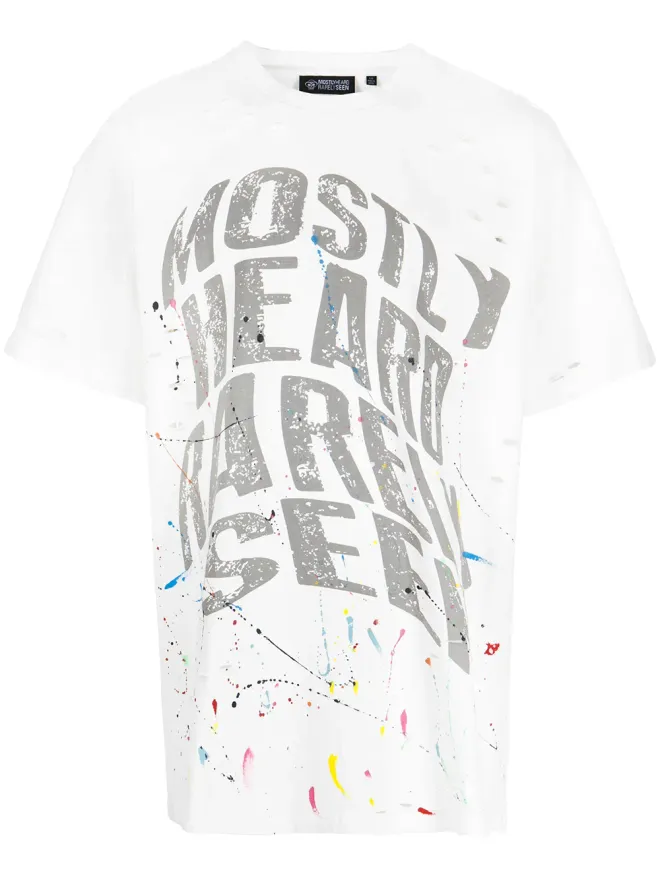 Mostly Heard Rarely Seen Mostly Heard Rarely Seen ワープドテキスト風ペイント Tシャツの商品画像