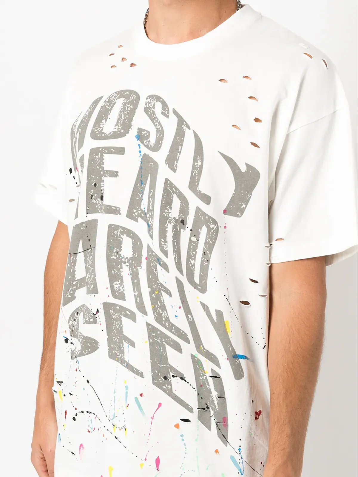Mostly Heard Rarely Seen ワープドテキスト風ペイント Tシャツ - 画像5