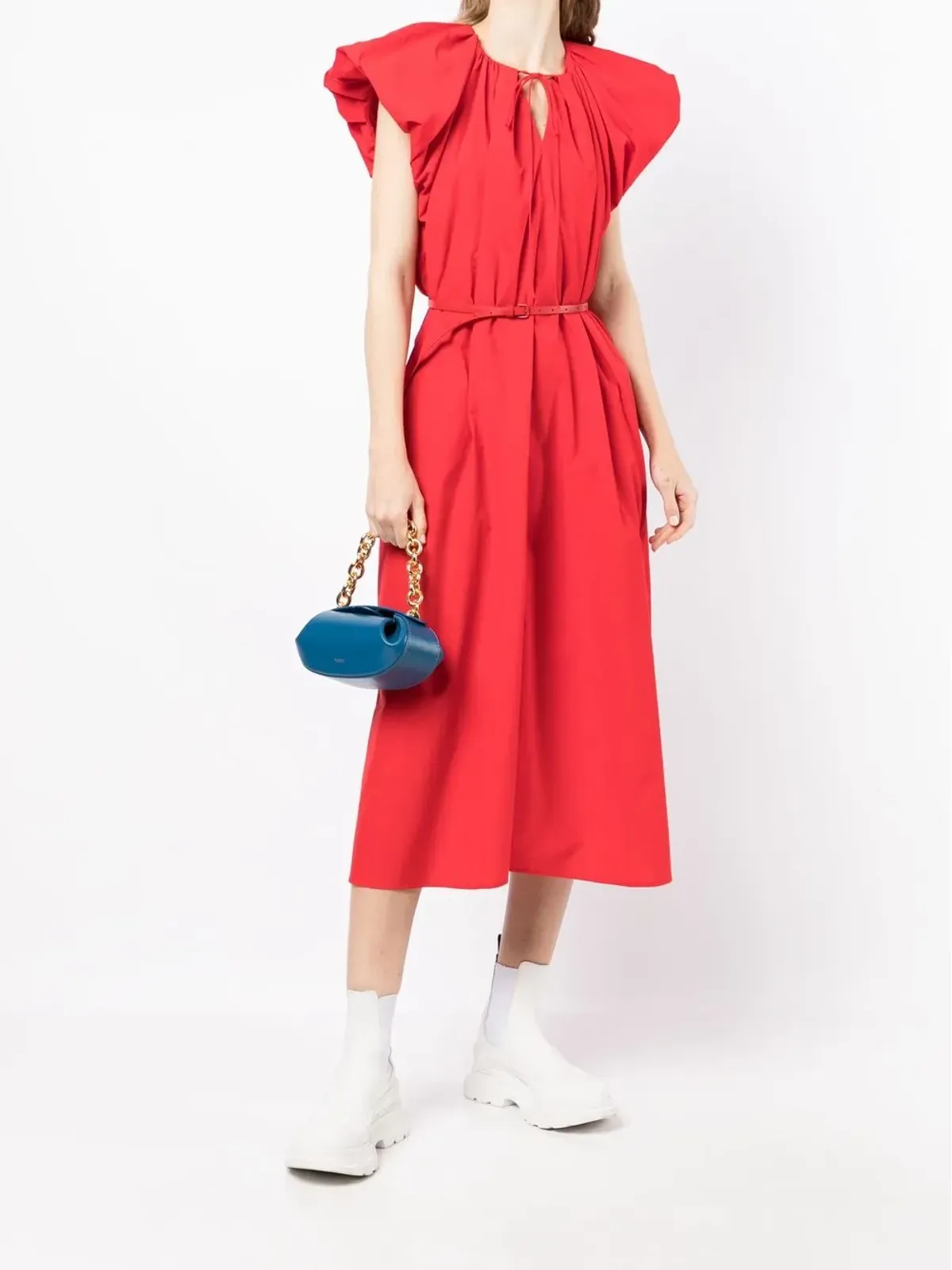 Juun.J puff-sleeve gathered midi-dress - 画像2