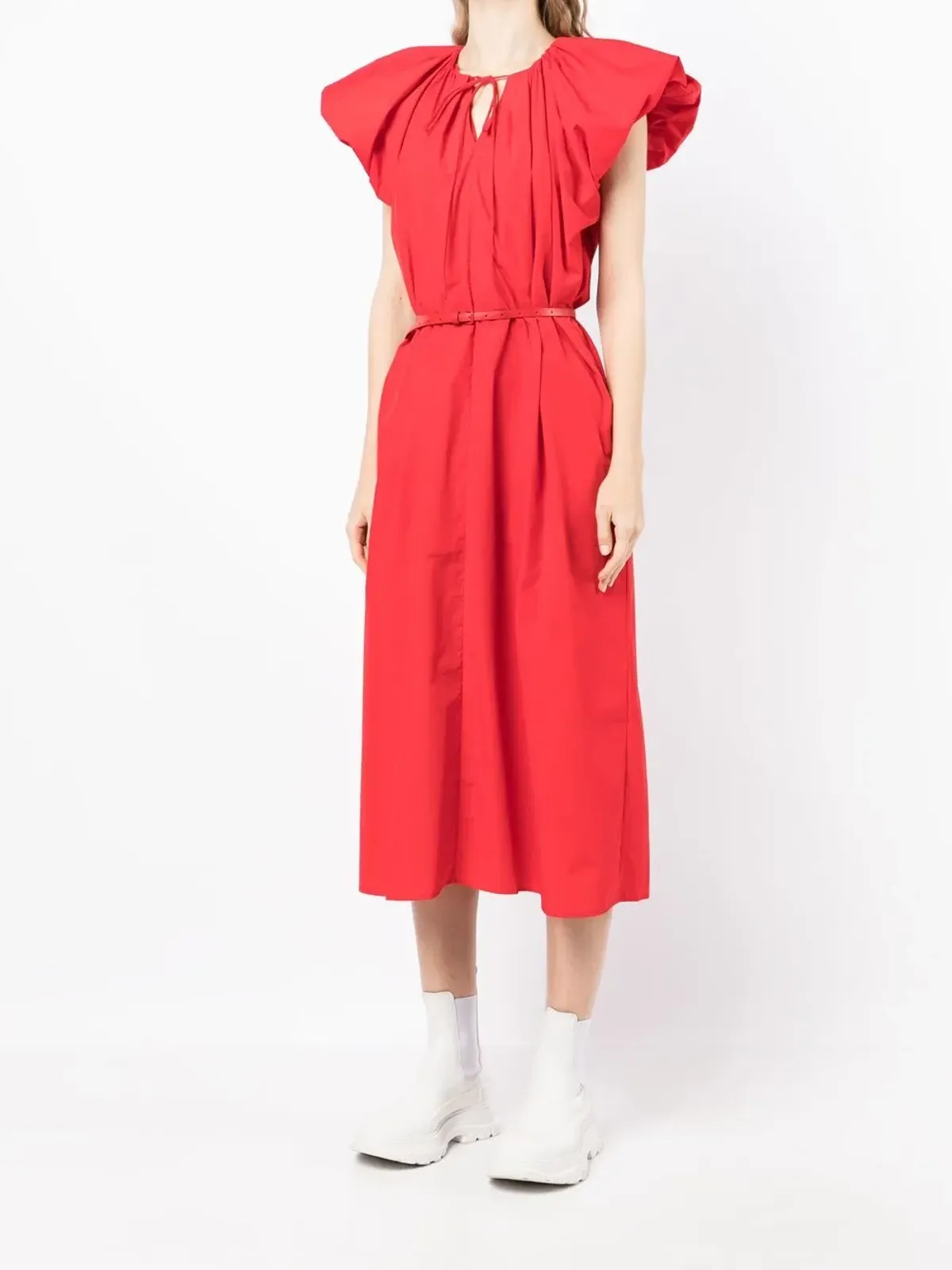 Juun.J puff-sleeve gathered midi-dress - 画像3