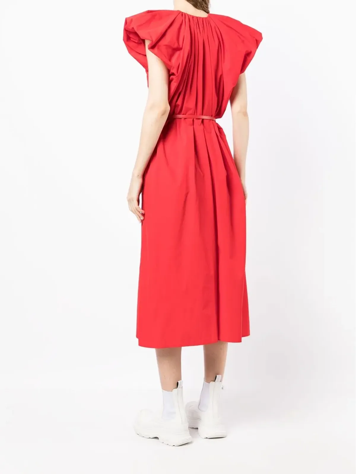 Juun.J puff-sleeve gathered midi-dress - 画像4