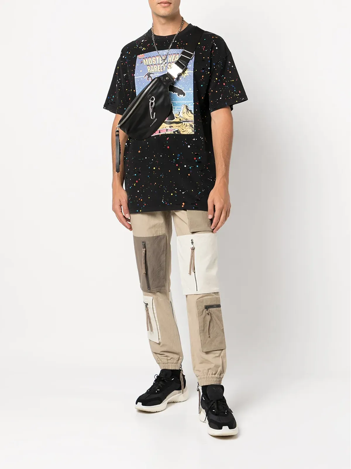 Mostly Heard Rarely Seen グラフィックプリント ペイントTシャツ - 画像2