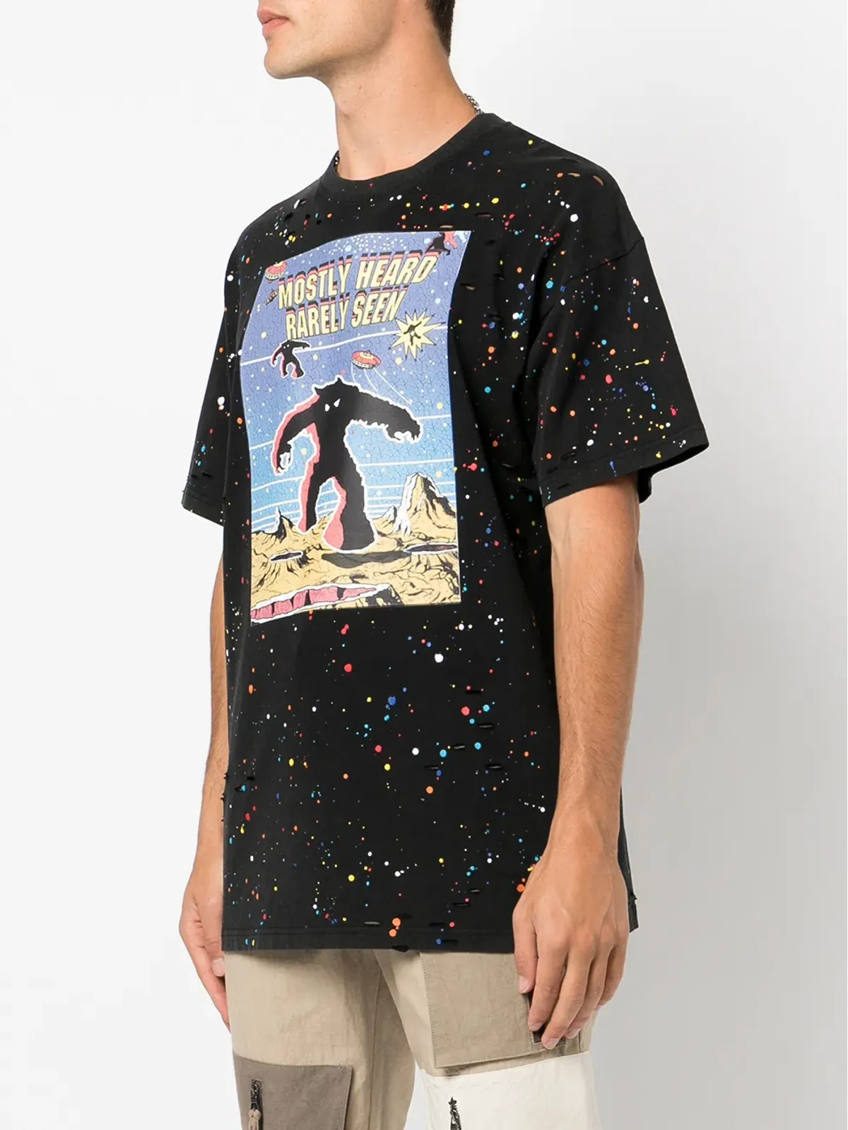 Mostly Heard Rarely Seen グラフィックプリント ペイントTシャツ - 画像3