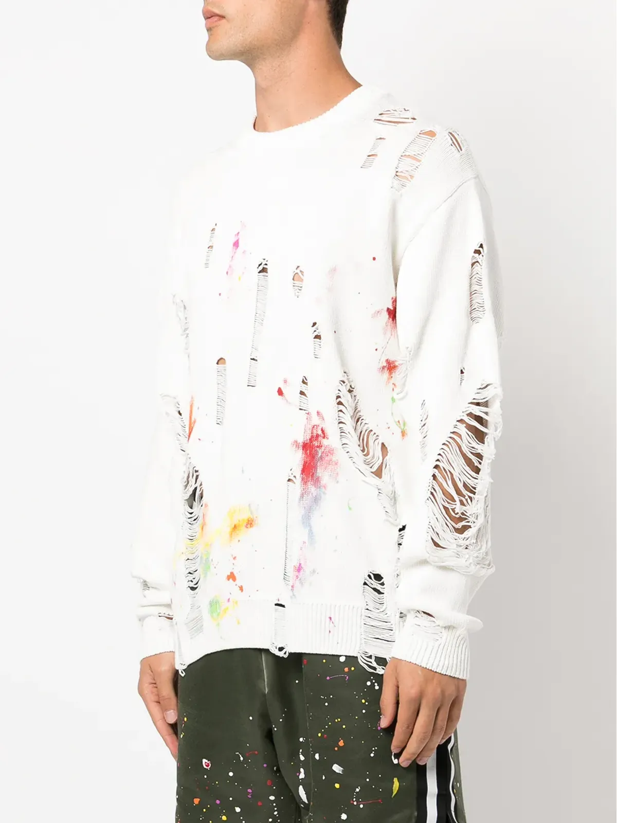 Mostly Heard Rarely Seen ディストレストペイントスプラター スウェットシャツ - White - 画像3