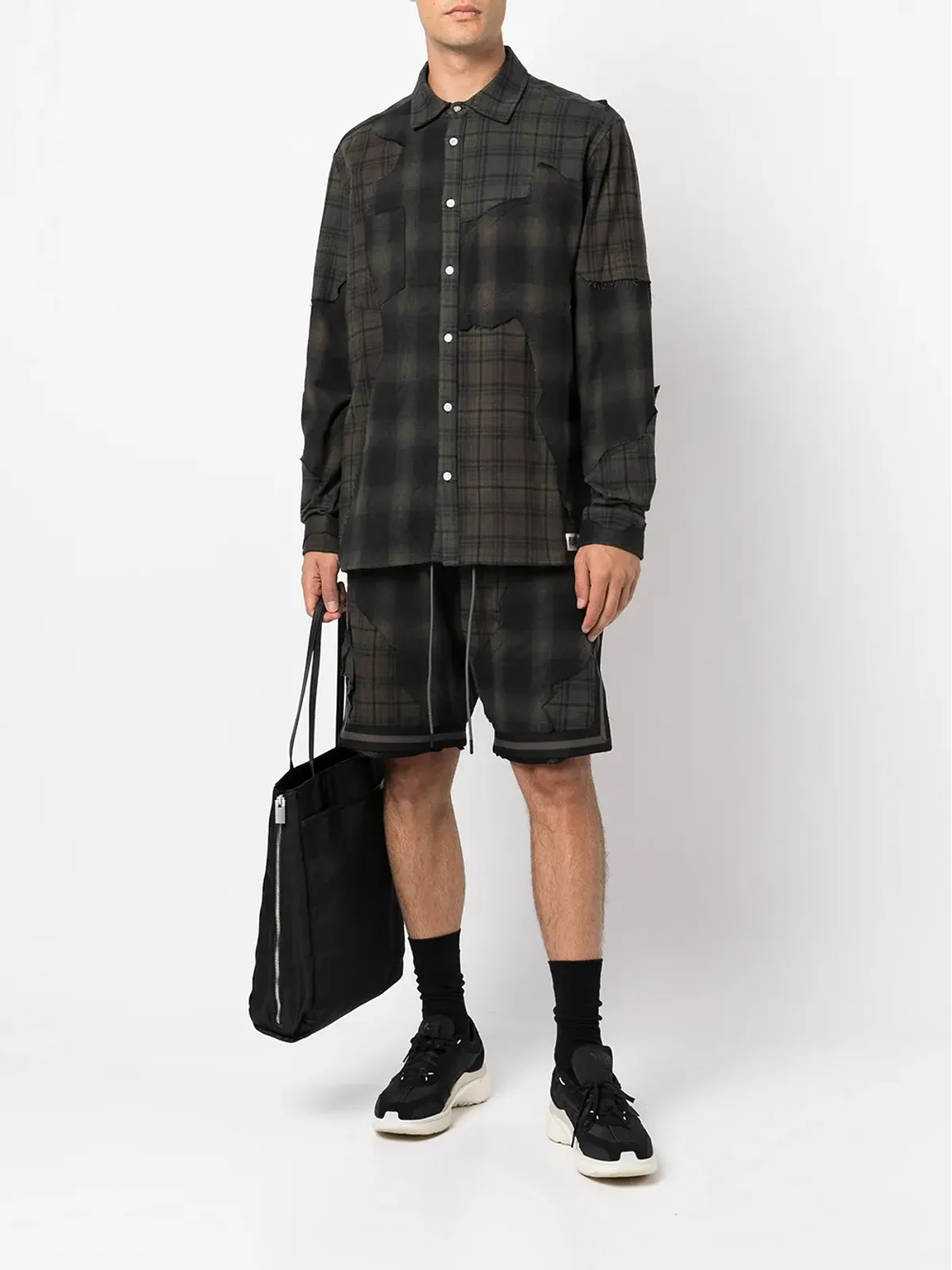 Mostly Heard Rarely Seen plaid drawstring basketball shorts - Black - 画像2