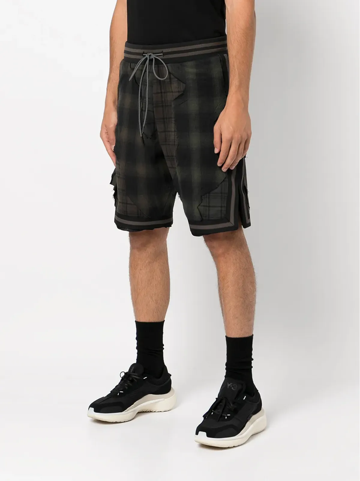 Mostly Heard Rarely Seen plaid drawstring basketball shorts - Black - 画像3