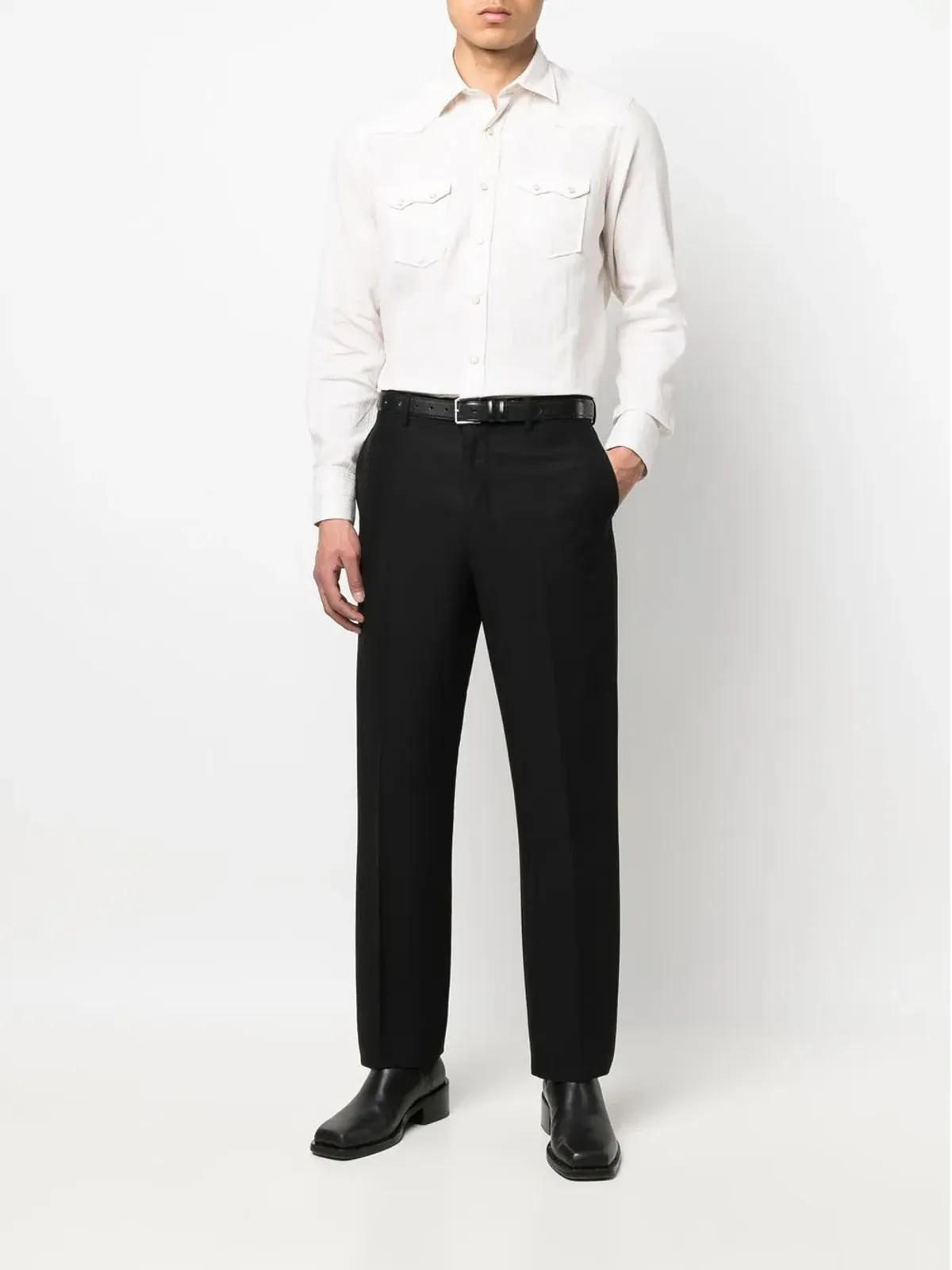 Lardini ストライプ柄 フラップポケット シャツ - 画像2