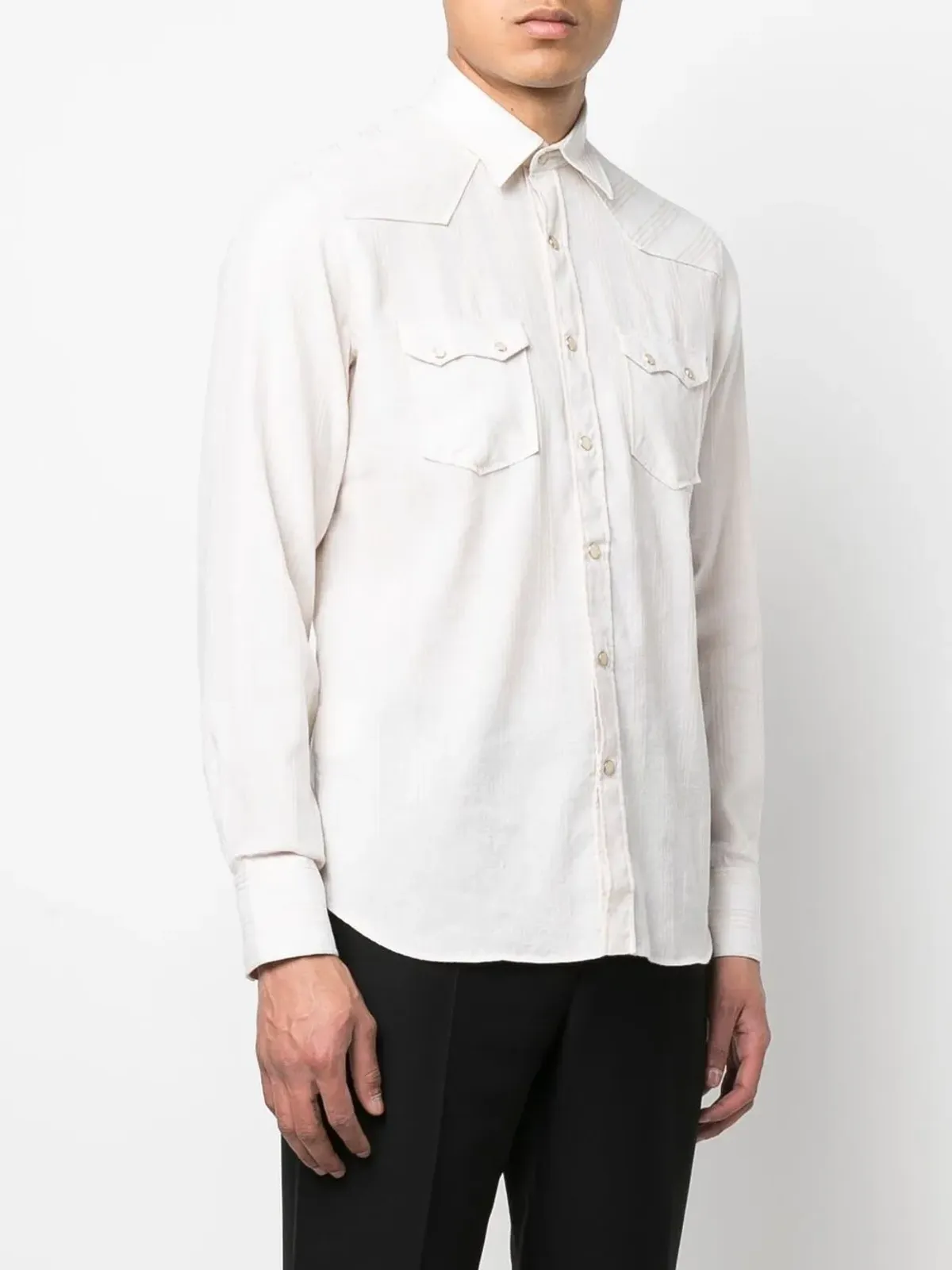Lardini ストライプ柄 フラップポケット シャツ - 画像3