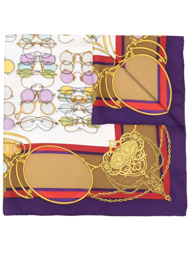 Gucci Pre-Owned Gucci Pre-Owned サングラス柄のシルクスカーフ - パープルの商品画像