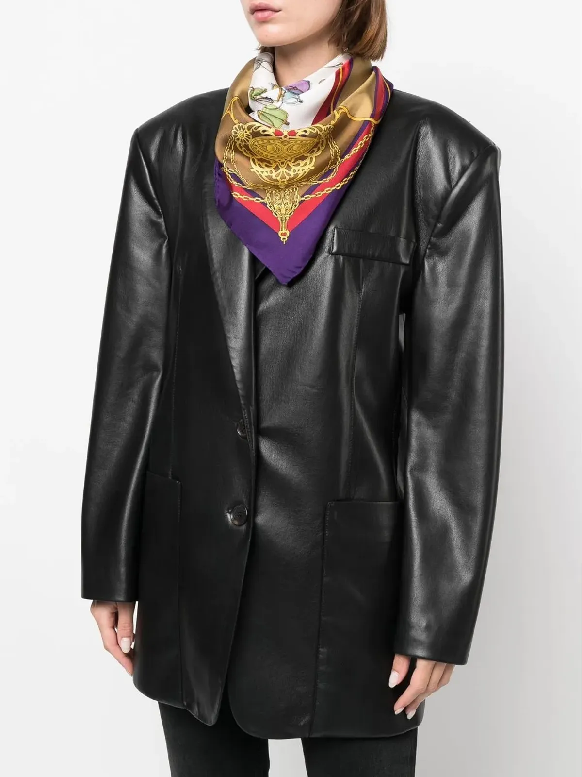 Gucci Pre-Owned サングラス柄のシルクスカーフ - パープル - 画像4