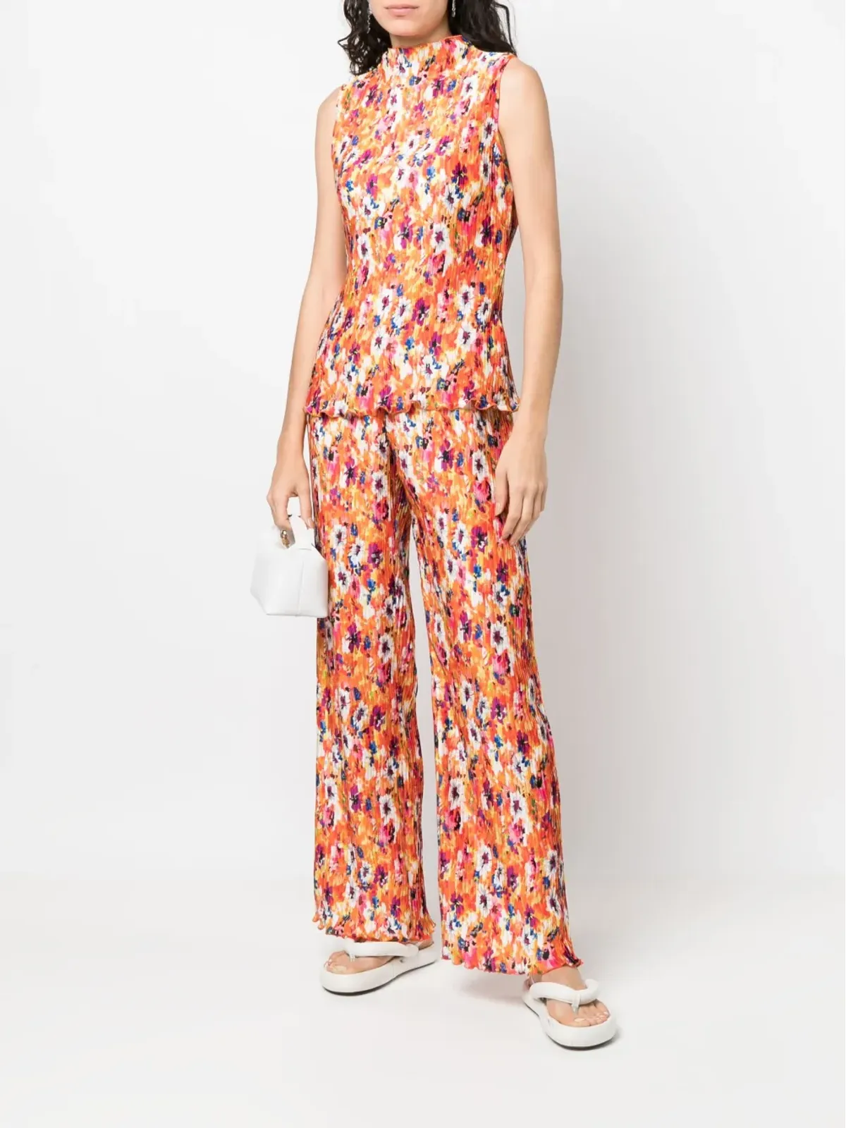 MSGM プリーツ花柄ワイドパンツ - 画像2