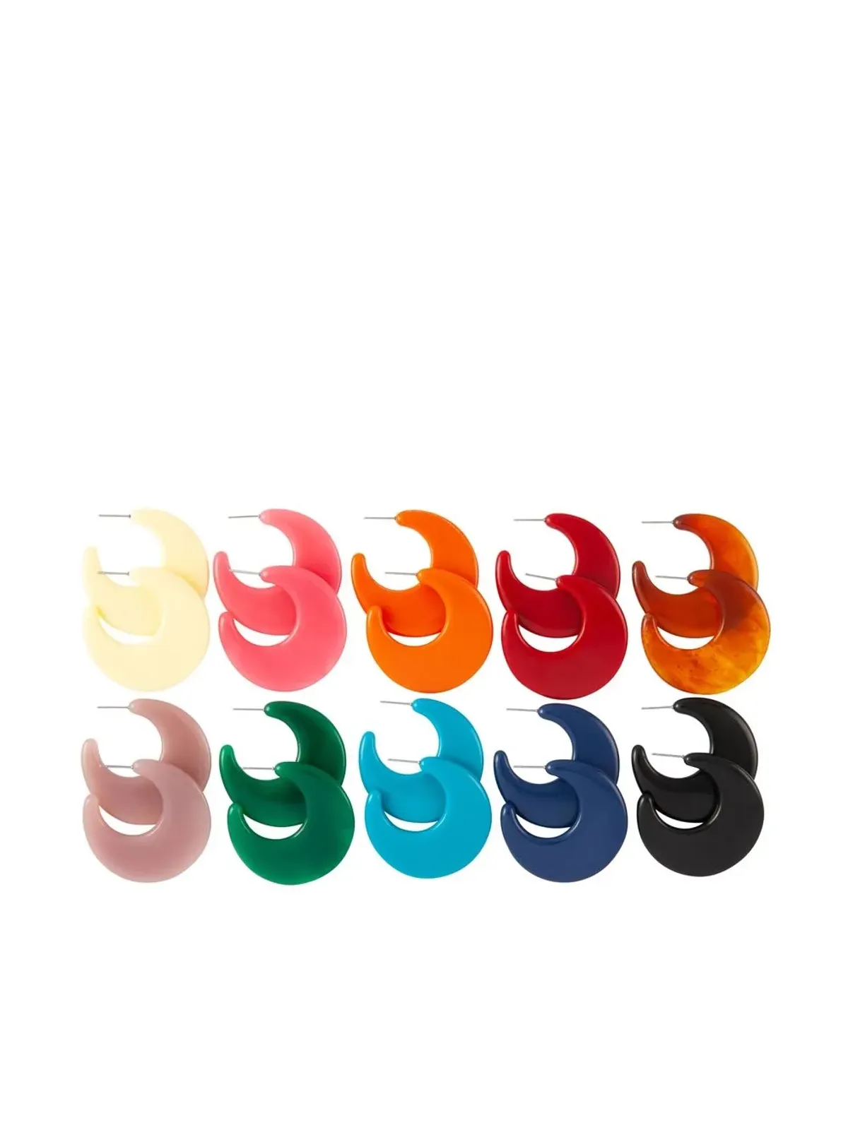Kenneth Jay Lane 1970s ten-piece hoop earrings set - Orange - 画像1