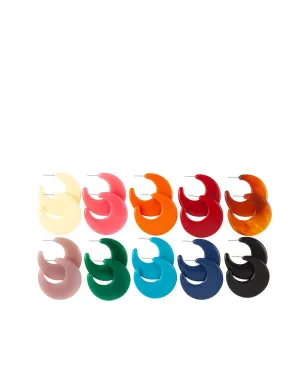 Kenneth Jay Lane 1970s ten-piece hoop earrings set - Orange - サムネイル1