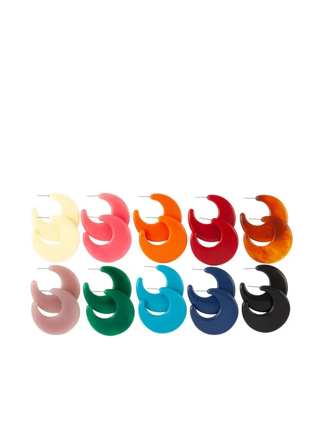 Kenneth Jay Lane Kenneth Jay Lane 1970s ten-piece hoop earrings set - Orangeの商品画像
