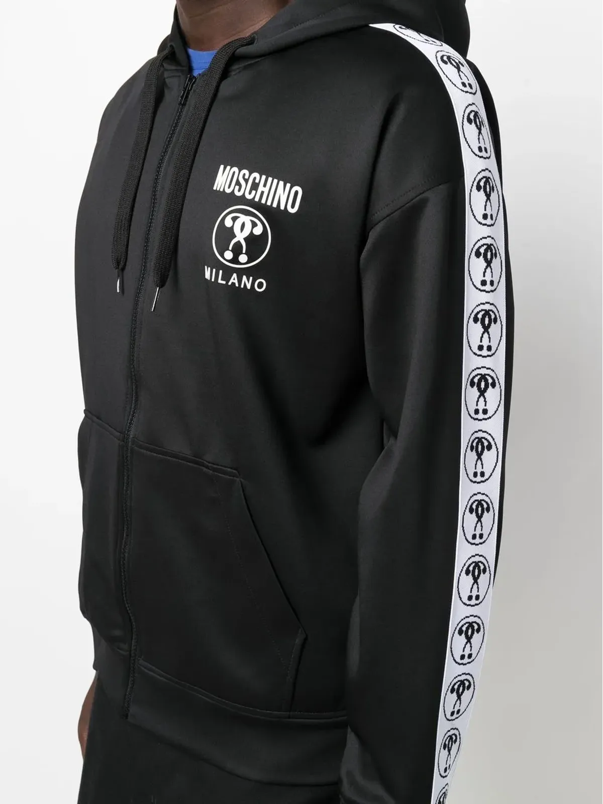 Moschino ロゴプリントジップアップフーディ - ブラック - 画像5