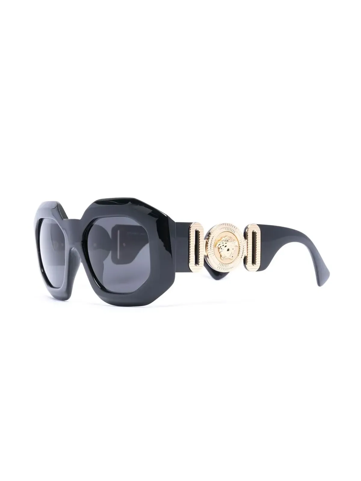 Versace Eyewear 幾何学フレーム サングラス - ブラック - 画像2