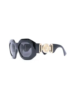 Versace Eyewear 幾何学フレーム サングラス - ブラック - サムネイル2
