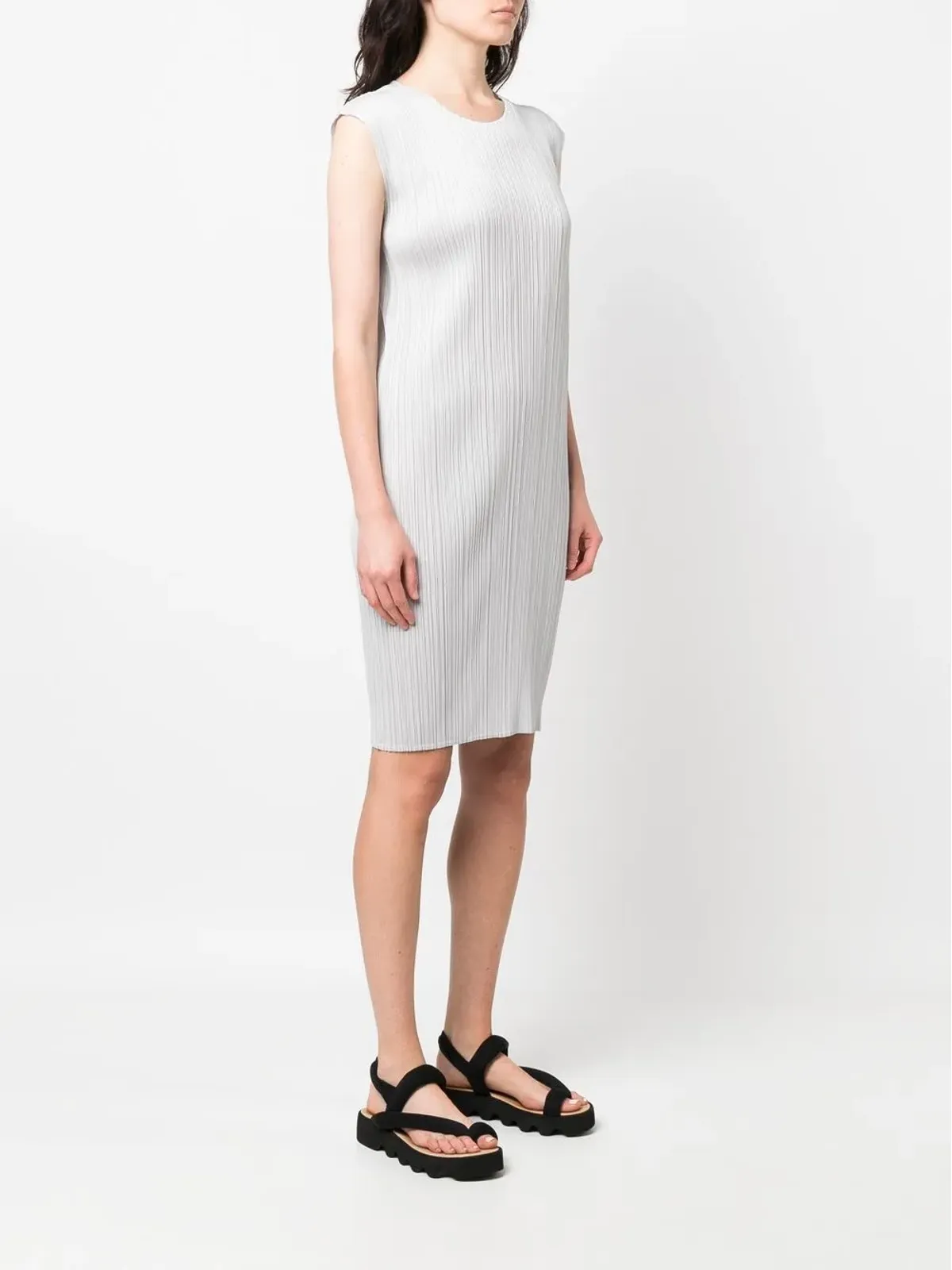 Pleats Please Issey Miyake プリーツプリーズ イッセイミヤケ プリーツショートドレス グレー - 画像3