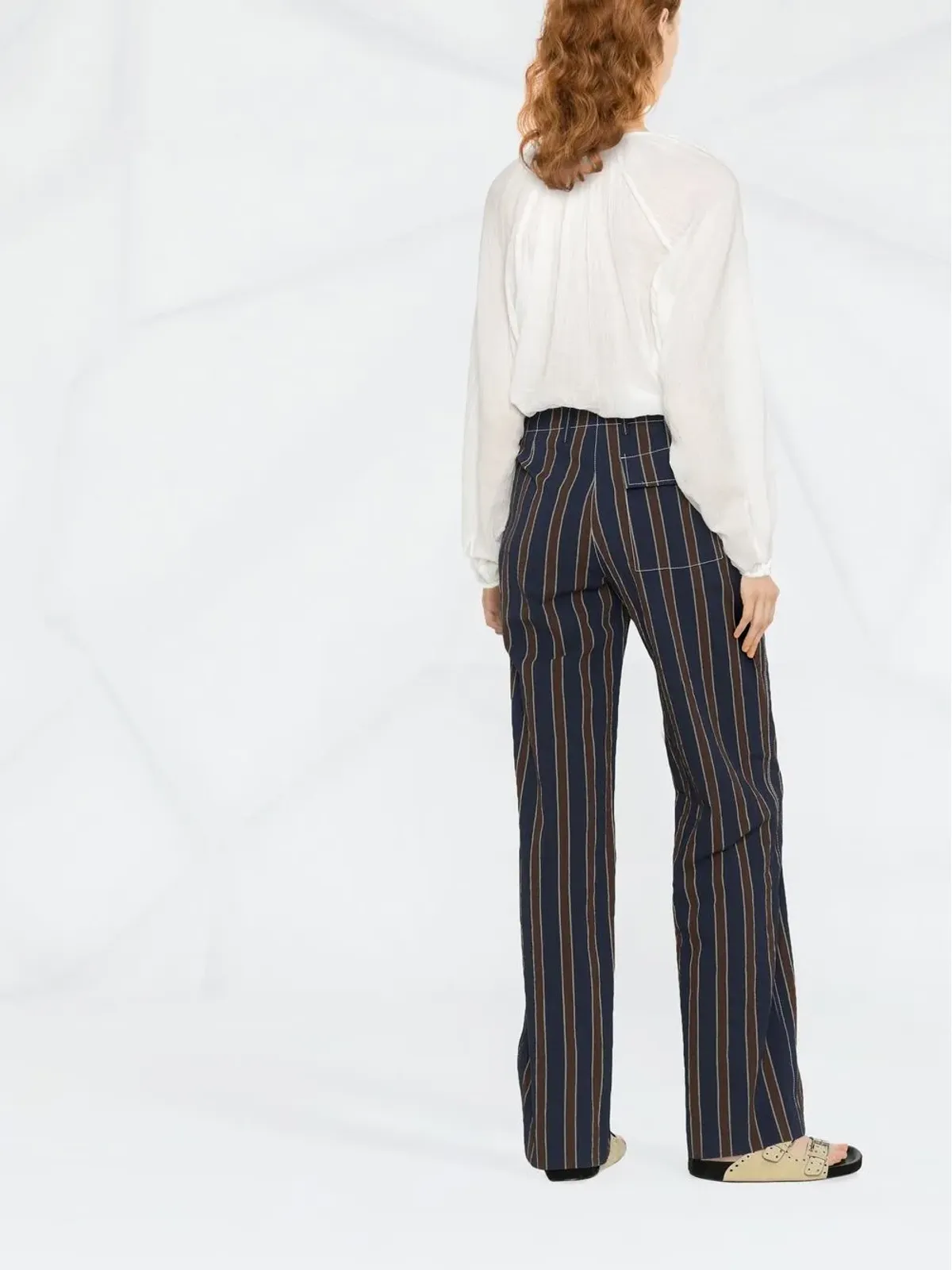 Tory Burch ハイウエストストライプ柄パンツ - 画像3