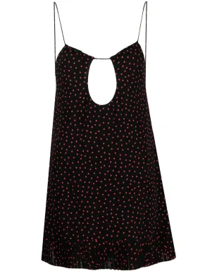 Saint Laurent ポルカドットプリント カットアウトディテール ミニドレス - ブラック - サムネイル1