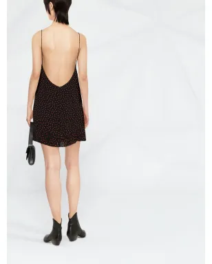 Saint Laurent ポルカドットプリント カットアウトディテール ミニドレス - ブラック - サムネイル4