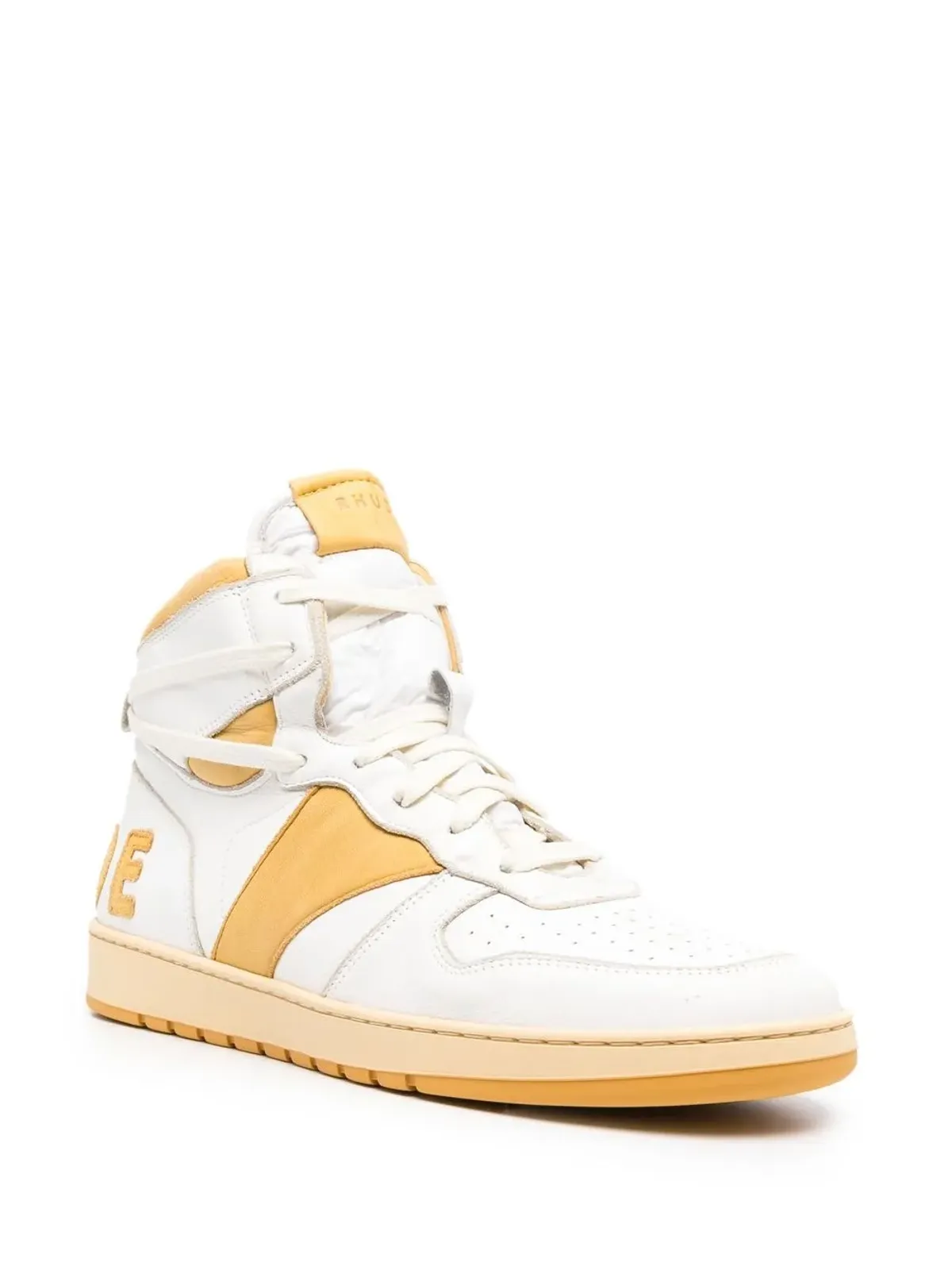 RHUDE ロゴレタリングパネルドスニーカー ホワイト - 画像2