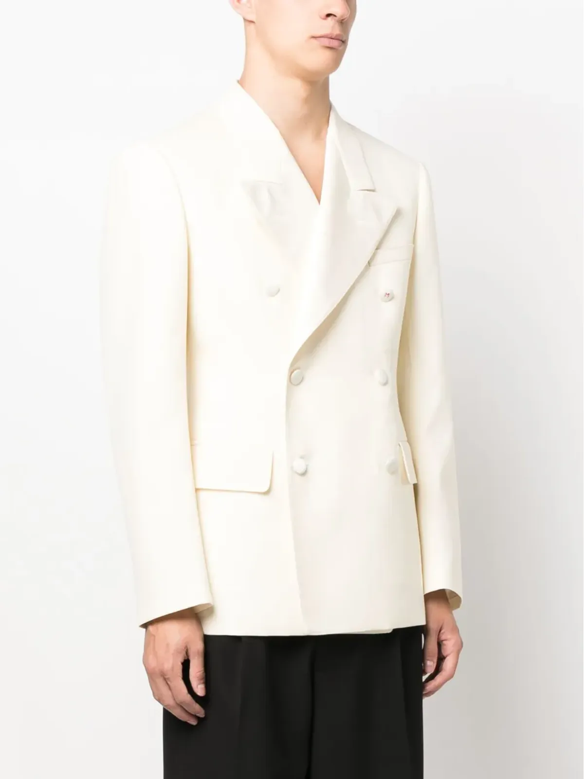 Maison Margiela ダブルブレスト モヘア・シルク ブレザー - 画像3
