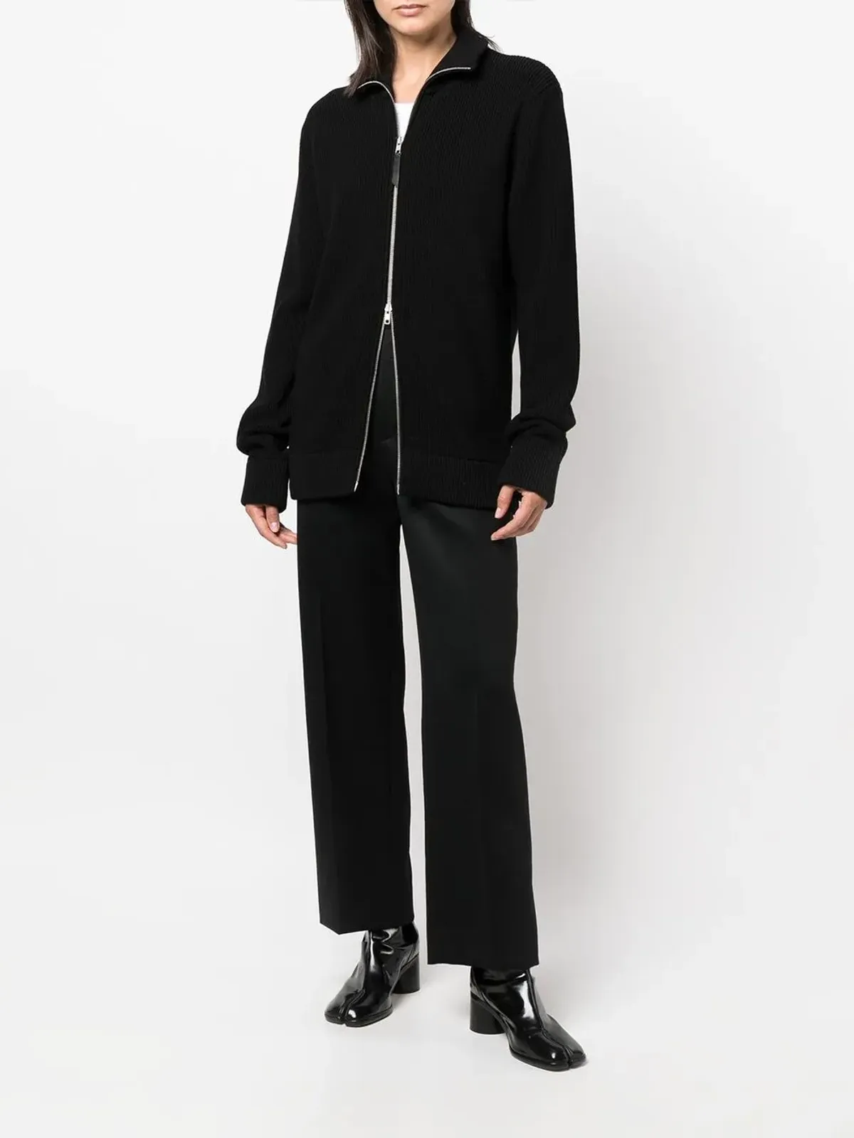 Maison Margiela リブ編みジップアップカーディガン - 画像3