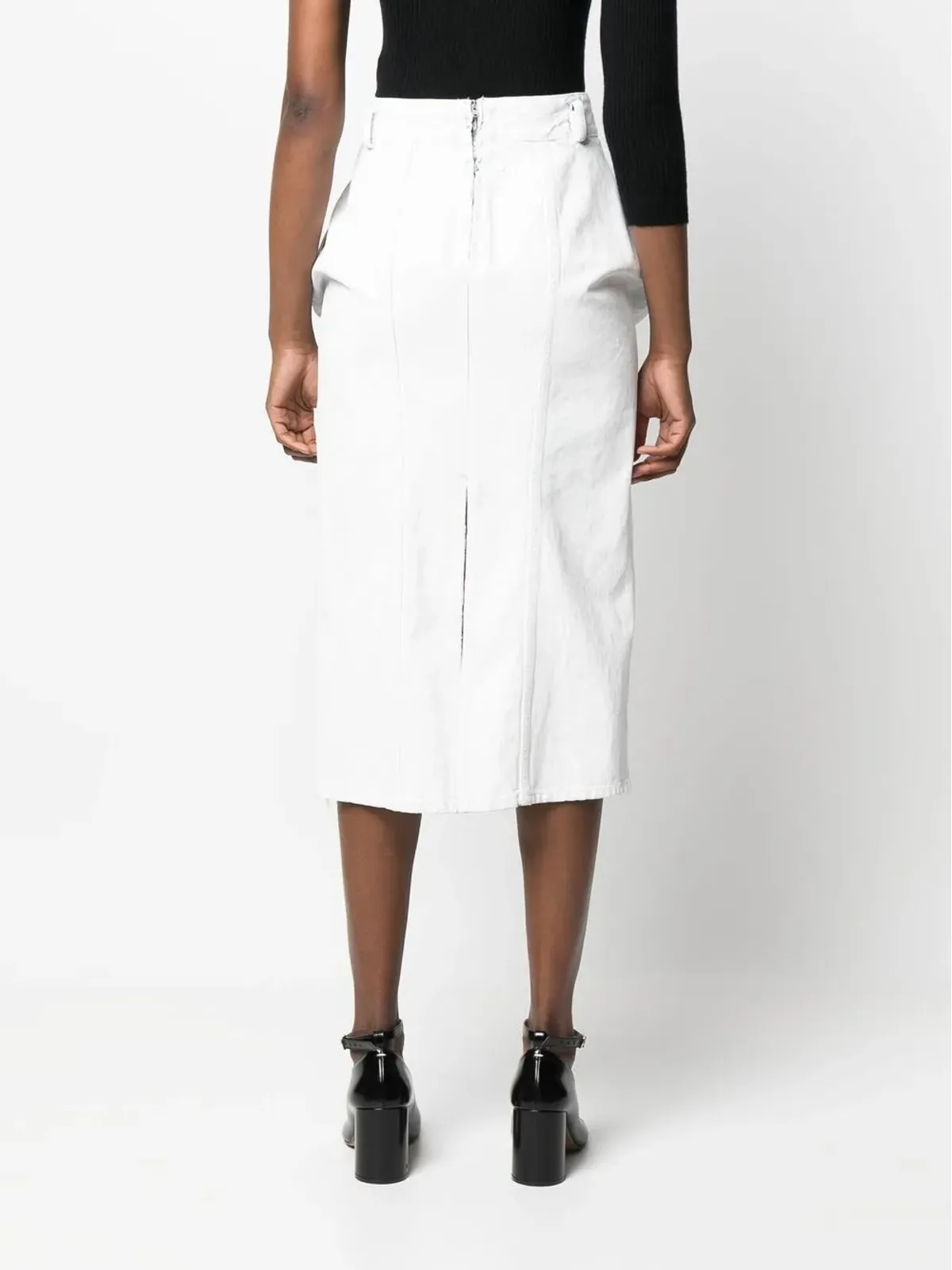 Maison Margiela ギャザー入りデニムミディスカート - 画像4