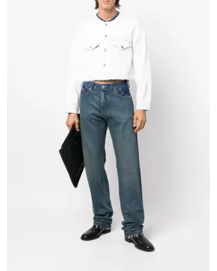 Maison Margiela ノーカラー クロップド デニムジャケット - サムネイル2