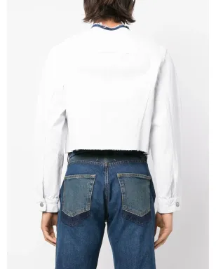 Maison Margiela ノーカラー クロップド デニムジャケット - サムネイル4